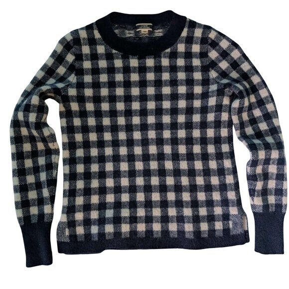J.Crew Cashmere crewneck sweater in navy gingham ASO WEDNESDAY SS1, EP8 - Picture 2 of 3